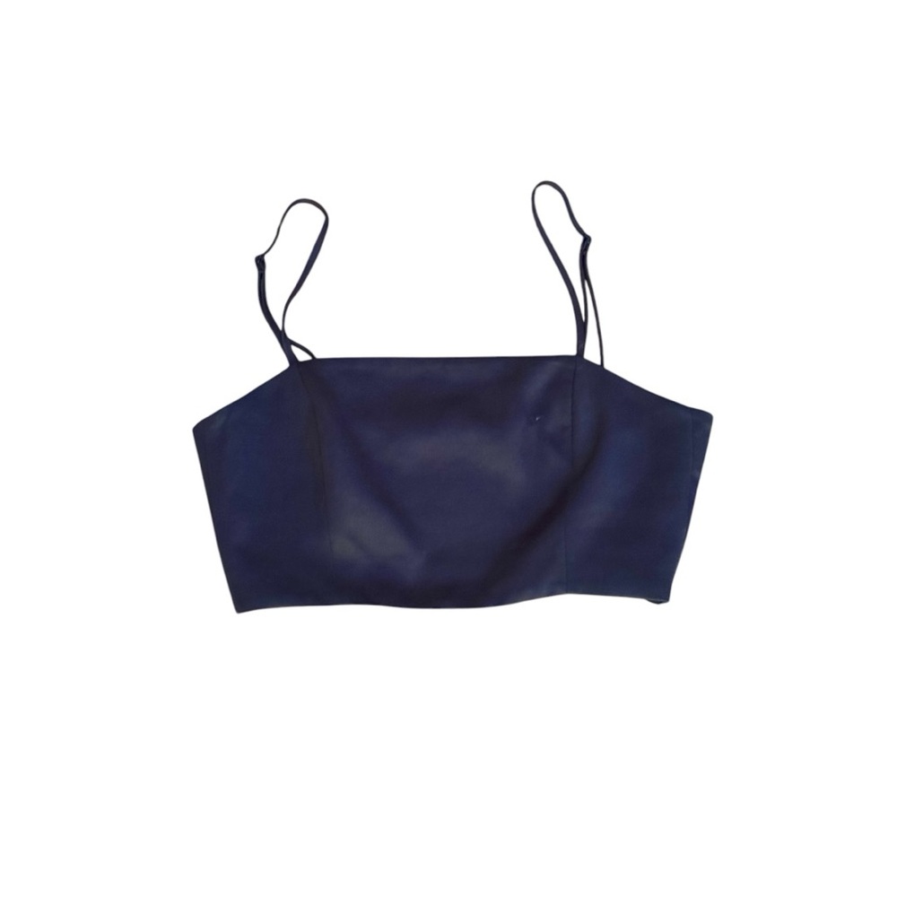 Satin Black Crop Tank by Zara